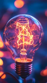 Incandescent bulb macro reveals vivid filament energy flow