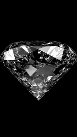 Solitaire diamond rendered on deep black background.