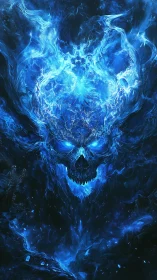 Blue inferno wraith grinning from the heart of the void.