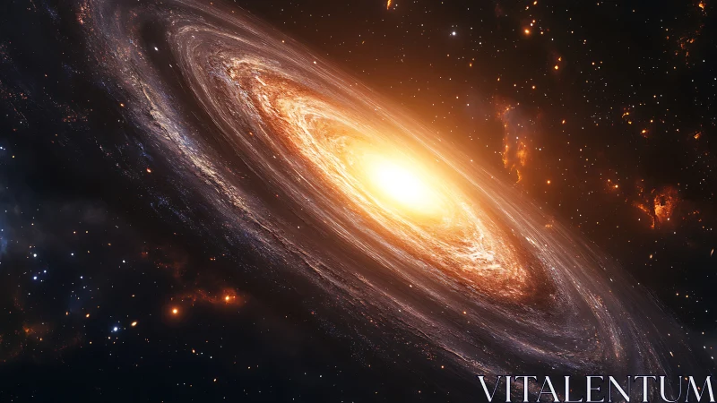 Spiral galaxy with bright central core rendered in deep space