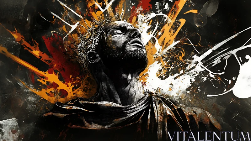 Male figure rendered in high-contrast digital painting