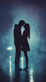 Silhouetted Couple in Rain: Backlighting and Atmospheric Moisture