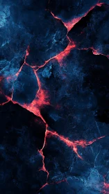 Luminous magma fractures across deep cobalt stone texture.