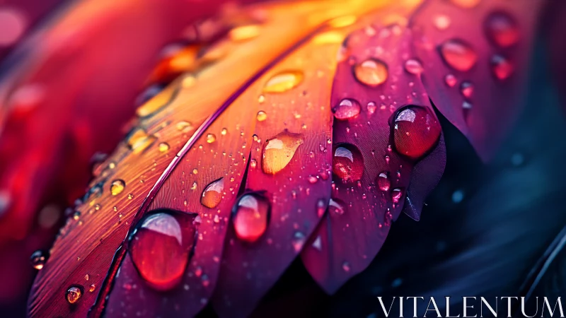 Chromatic macro study of rain-wet avian feather microstructure.