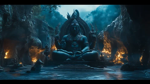 Cavern of Silent Storms around a Colossal Shiva Statue.