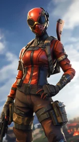 Digital warrior portrait in armored tactical exosuit profile.