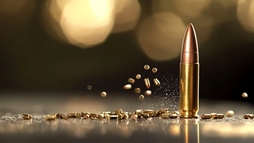 Ballistic cartridge macro with kinetic debris dispersion study.