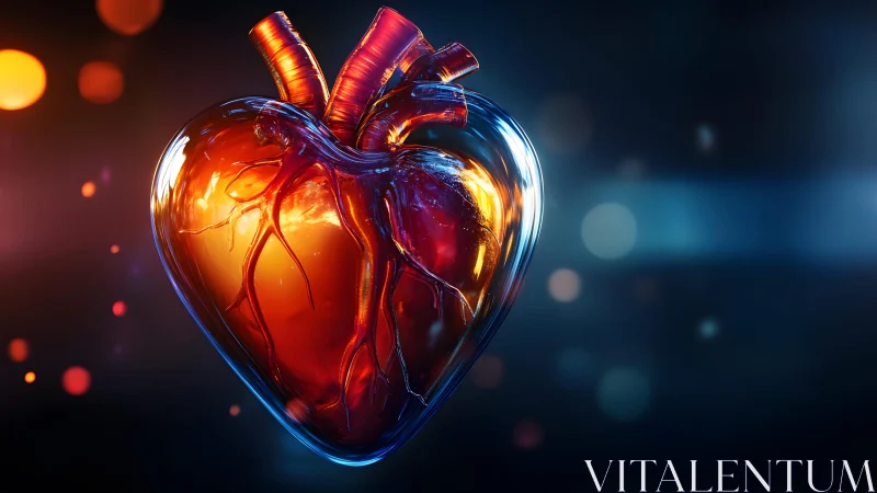 Glowing Anatomical Heart in Futuristic Digital Art Style. Glowing Anatomical Heart in Futuristic Digital Art Style.
