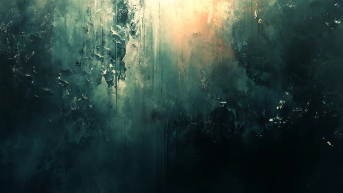 Soft light emerging through deep misty shadows of color.