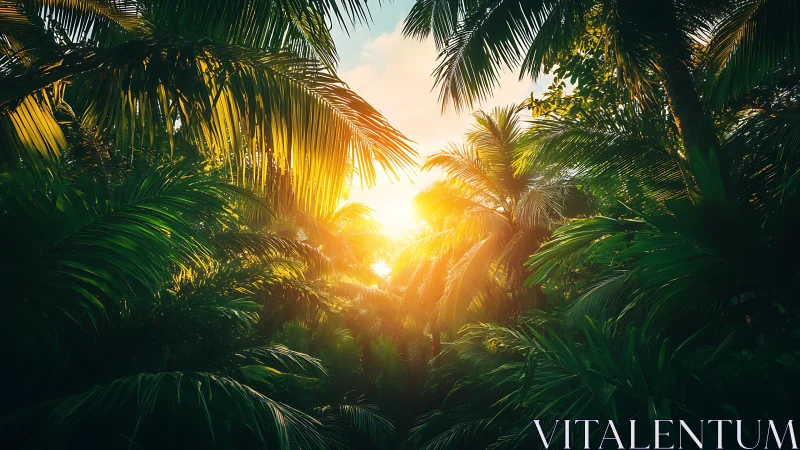 Dense tropical palm canopy with low sun penetration.