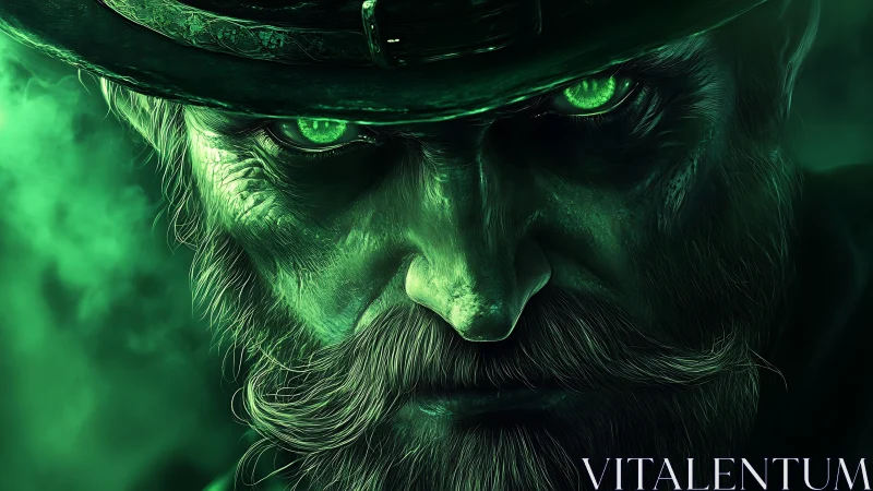 Emerald-eyed outlaw under spectral green lantern skies.