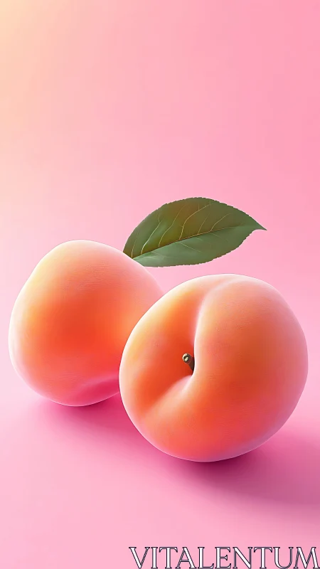 Sweet twin peaches rest softly against a dreamy pink glow