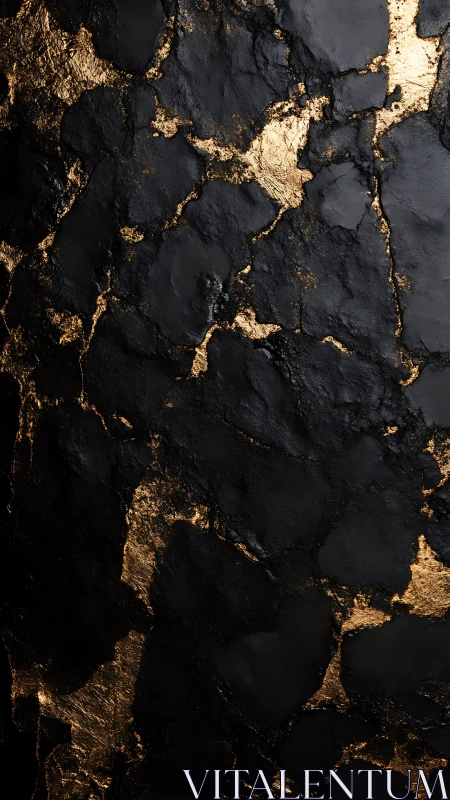 Black cracked texture with metallic gold vein highlights.