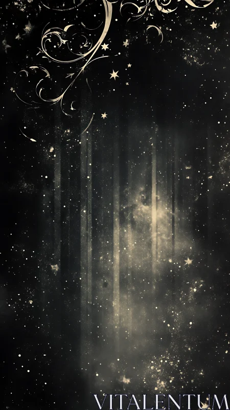 Ornamental nebula field with vertical light diffusion trails.