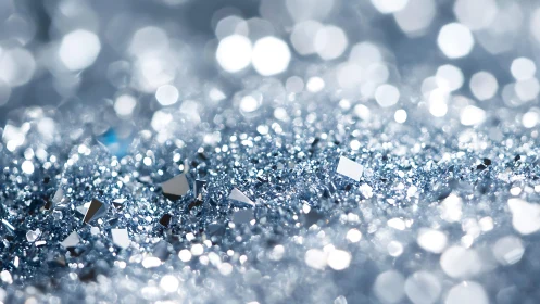 Glittering Silver Bokeh Abstract Background with Sparkling Texture.
