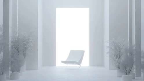 Minimalist Interior with Reclined Chair in Neutral Space.