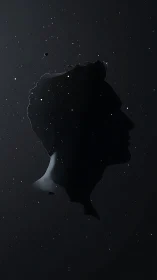 Starlit silhouette drifting through a quiet cosmic void.