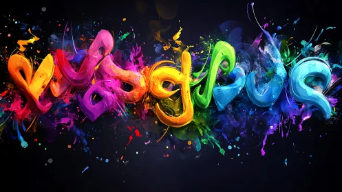 Vibrant 3D graffiti lettering bursts across dark canvas
