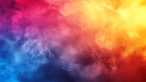 Multicolor vapor gradient in red, blue, magenta and yellow.