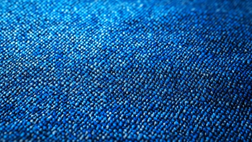 Macro photograph shows dense blue woven textile surface
