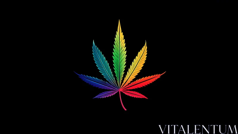 Chromatic cannabis leaf rendered with radial rainbow gradient segmentation
