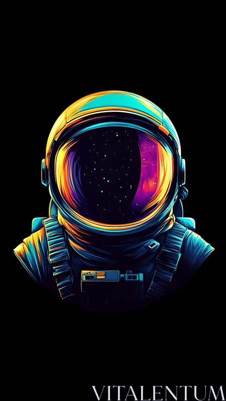 Cosmic daydream inside a neon-lit astronaut&rsquo;s helmet.