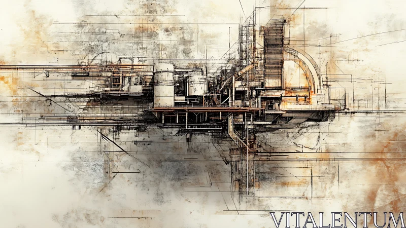 Parametric industrial megastructure in exploded axonometric form.
