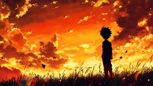 Sunset sets the sky ablaze as a lone dreamer listens