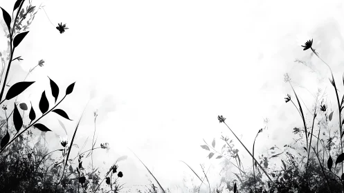 High contrast botanical silhouettes form asymmetrical negative space