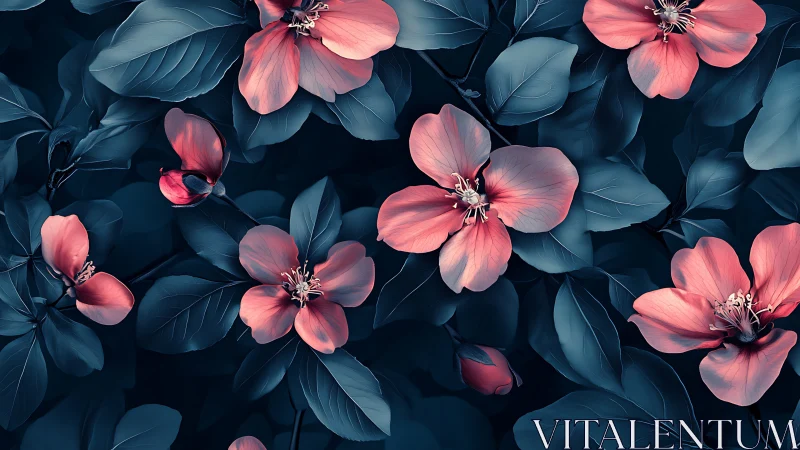 Coral Blooms in Twilight Garden.