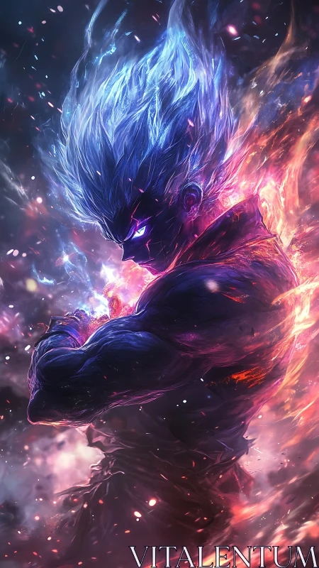 Storm-haired warrior compresses galaxies of fire and frost