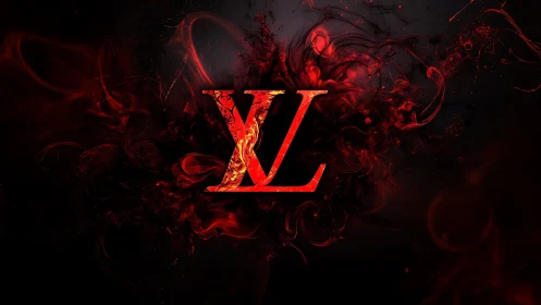 Molten crimson XL monogram ignites in swirling digital fire