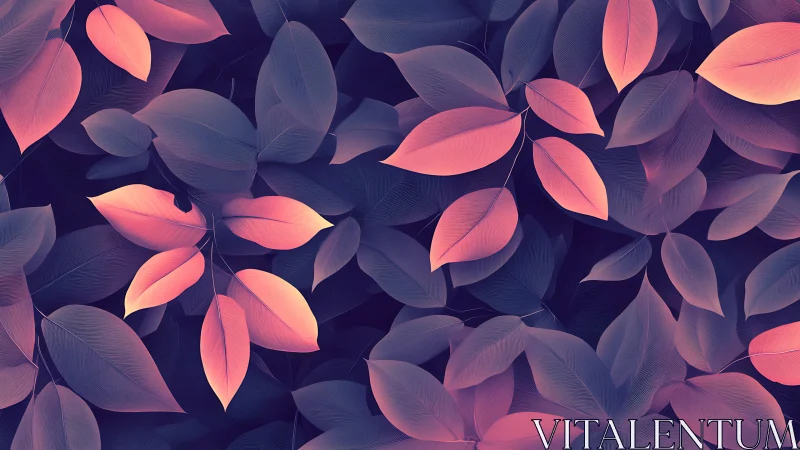 Soft pink leaves glow gently against deep twilight shadows