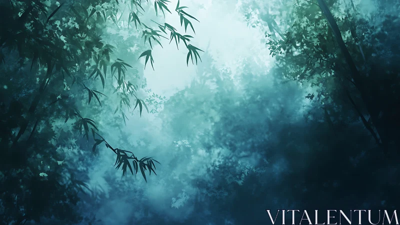 Misty Bamboo Forest Canopy Under Soft Morning Light