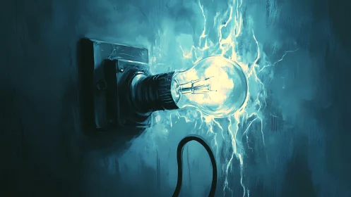 Wall-mounted incandescent bulb radiates energized blue plasma field