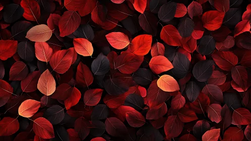Crimson leaf currents drift like embers across quiet shadow