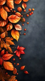 Autumnal leaf array with high contrast chromatic rendering.