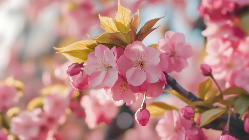 Blossom Symphony: Pink Petals Dance in Morning Light.
