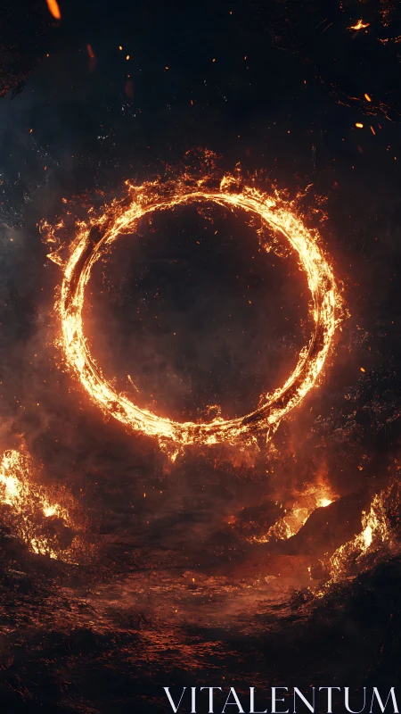 Incandescent Ring Portal: High-Intensity Fire Circle Architectural Void