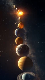 Stellar-aligned planetary sequence in vertical orbital montage.