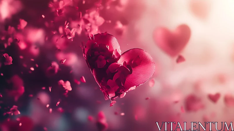 Crimson Rose Petals Dissolve Into Romantic Pink Bokeh.