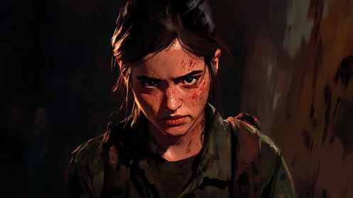 Digital portrait shows injured young woman in harsh lighting