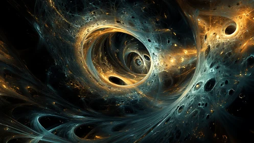 Celestial vortex rivers weave glowing gateways through space.