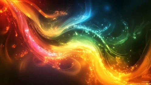 Multicolored luminous waveforms intersect on dark gradient field