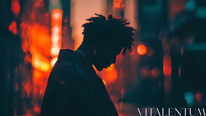 Moody city silhouette leans into neon night reflections