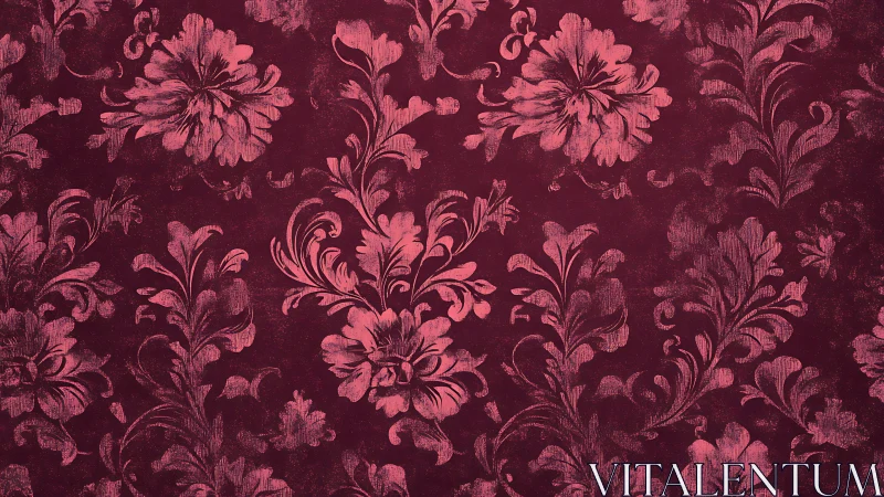 Garnet damask garden where vintage florals quietly glow.