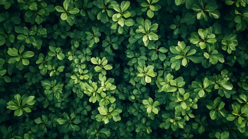 Lush green leaf canopy forming dense natural groundcover.
