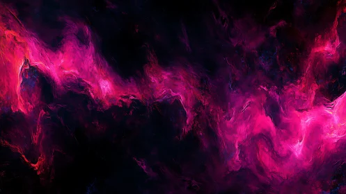 Magenta nebula currents over deep cosmic void in motion.