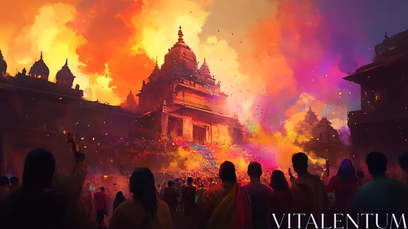 Temple skies ignite in a storm of festival color and light.