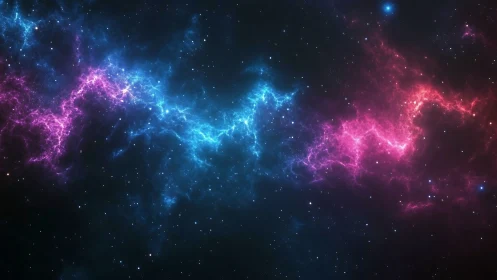 Bicolor nebula ribbon with glowing electric starfield.